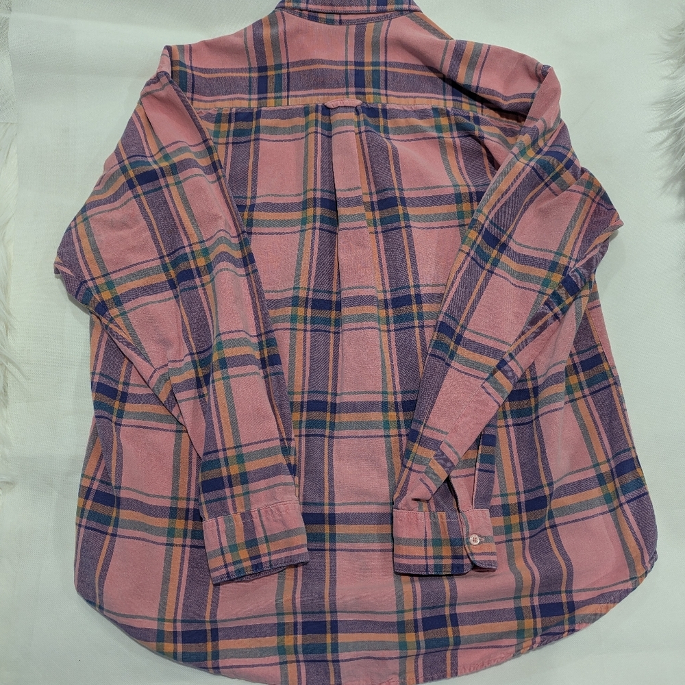 Vintage 80's American Eagle Super Soft Faded Cotton Plaid Shirt - Picture 6 of 11